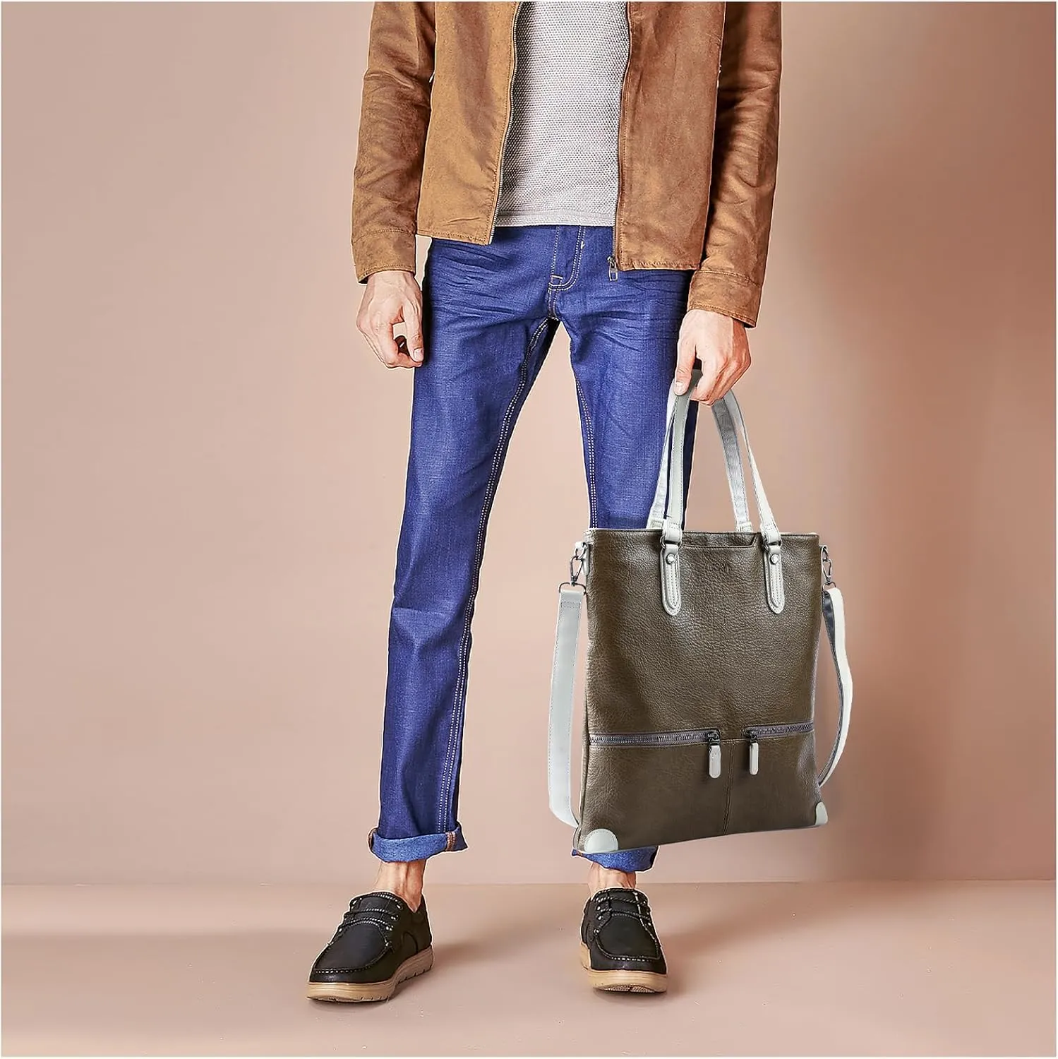 Lassviin Laptop Tote Bag, Leather Work Tote for Computer Bag Waterproof Lightweight Shoulder Bag Purse Handbag Crossbody Bag