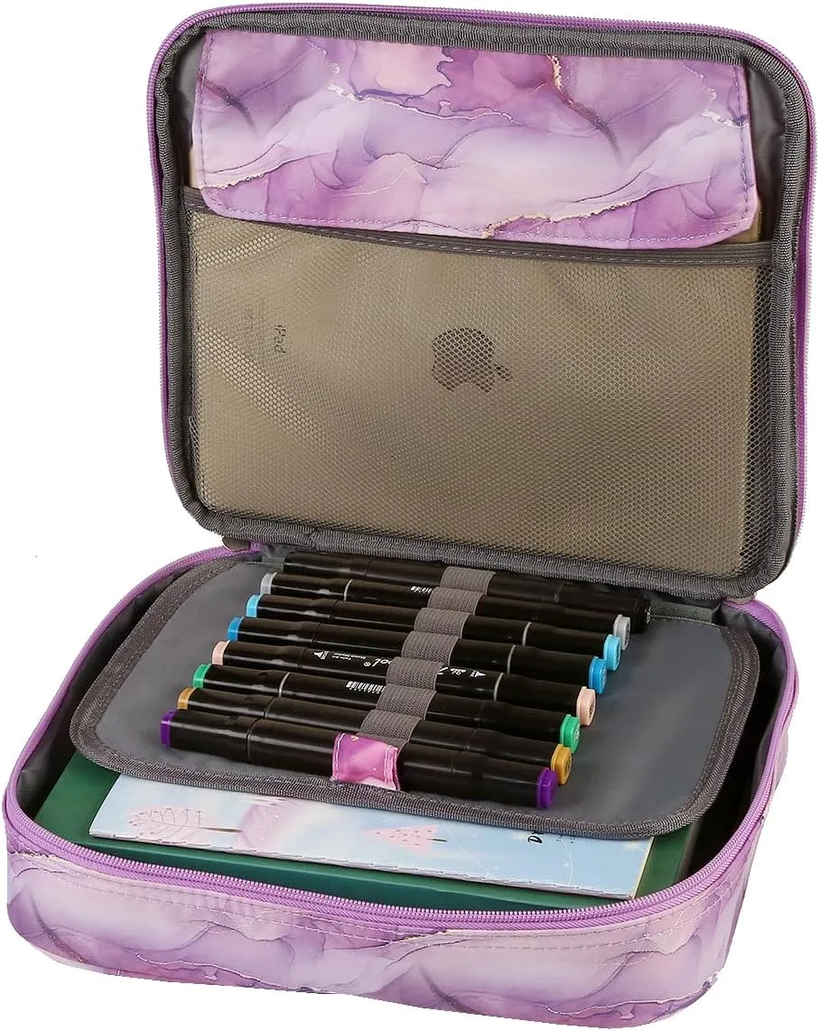 Lbxgap Multi-Functional Zipper Pencil ipad case with Handle and Zippered Pocket, Carrying Protective Bag with Bookmark and Book Fixing Straps for Travel Office