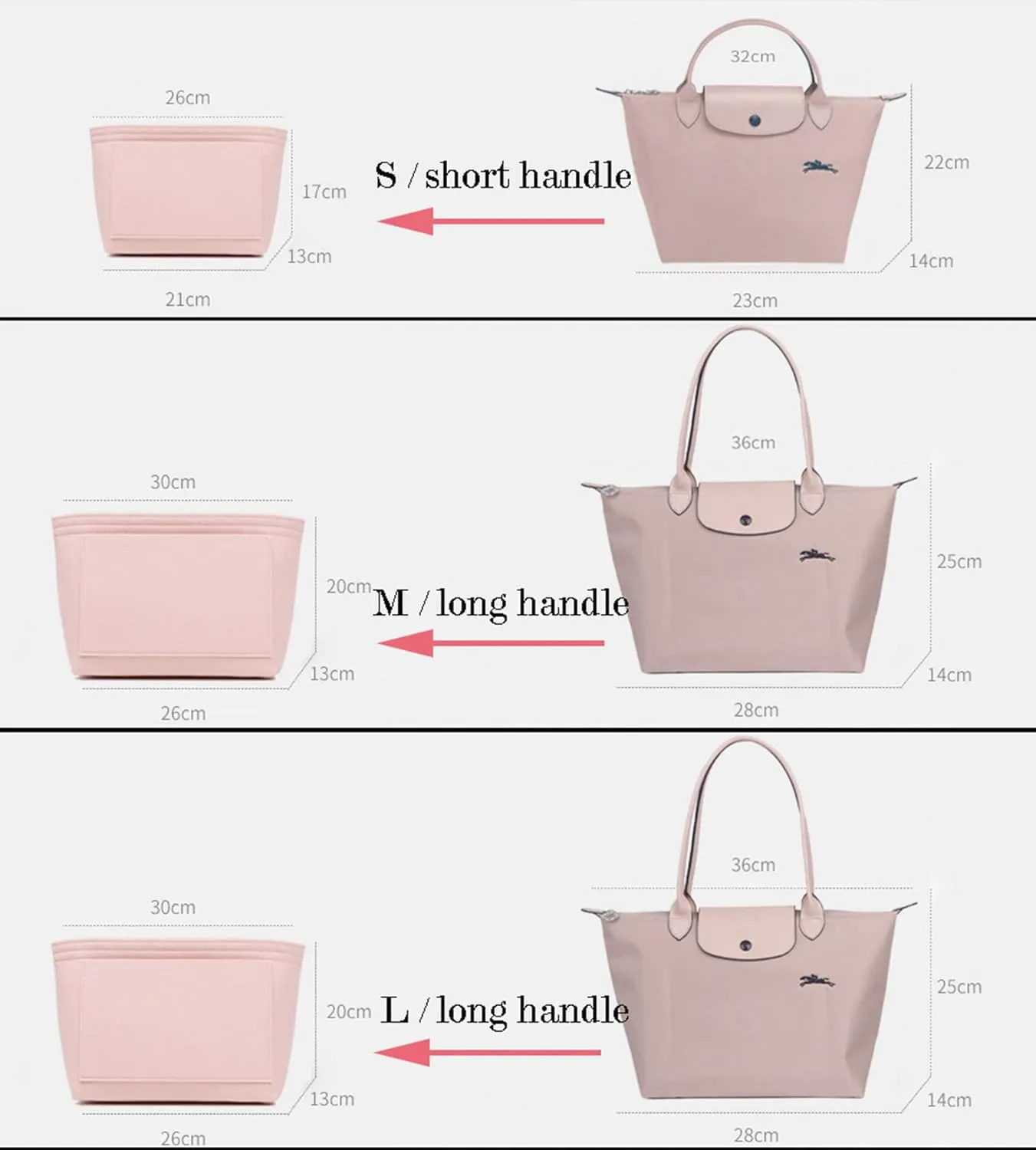 Lckaey Purse Organizer for bag organizer le pliage small Y012-darkgrey-S