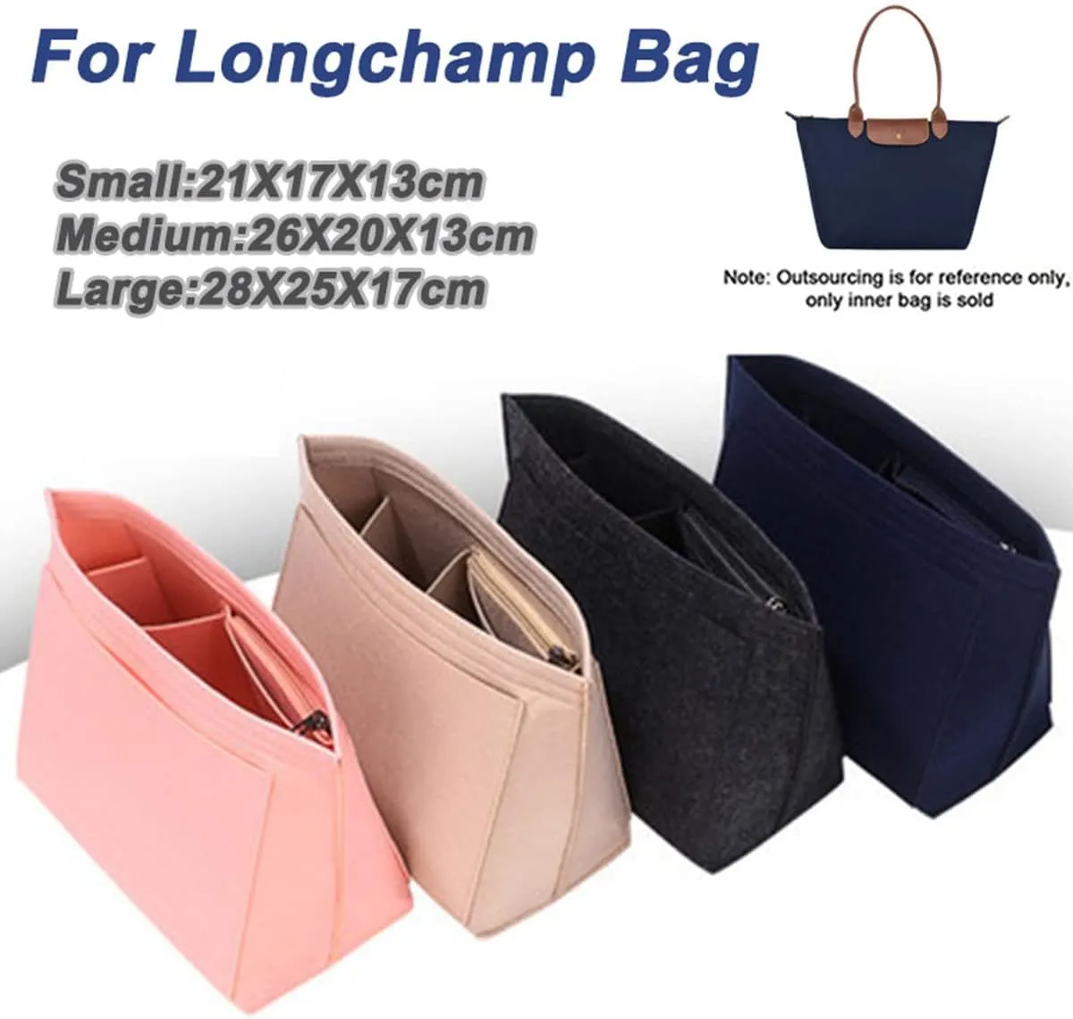 Lckaey Purse Organizer for bag organizer le pliage small Y012-darkgrey-S