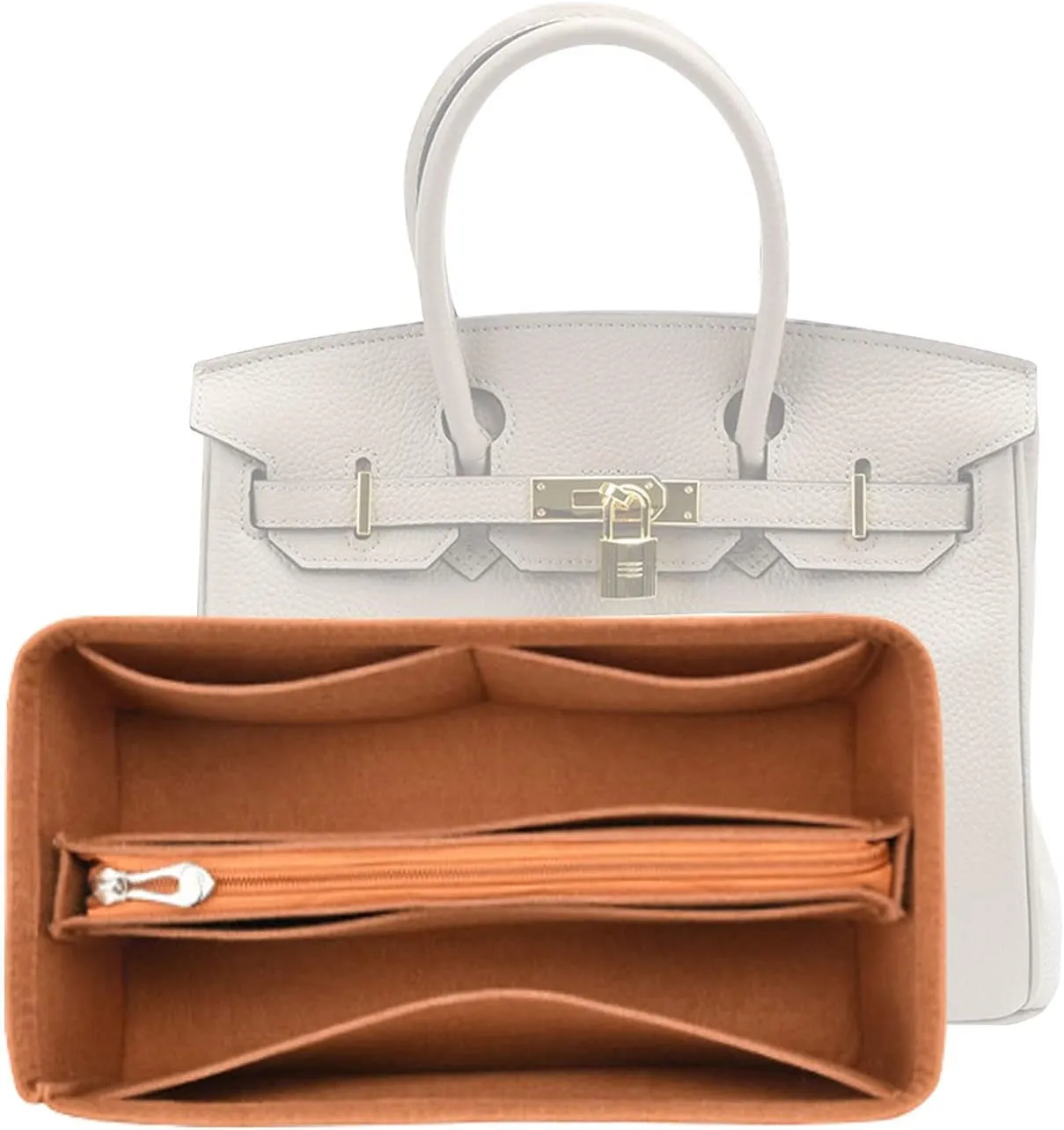 Lckaey Purse Organizer for Hermes birkin bag 30 Felt organizer insert Y013M Pull camel-M