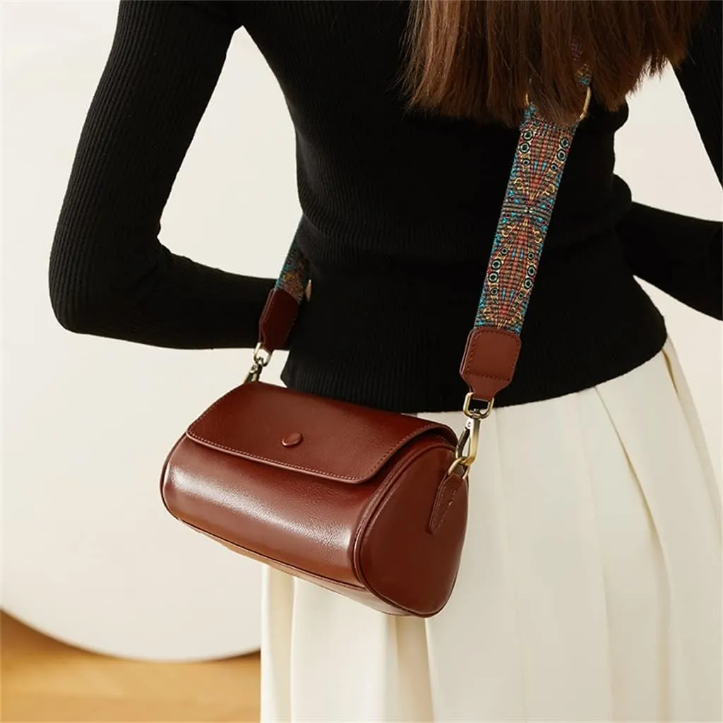 Leather Boston Pillow Bag Crossbody Bag Women's Bag All-match Woven Retro Commuting Single Shoulder