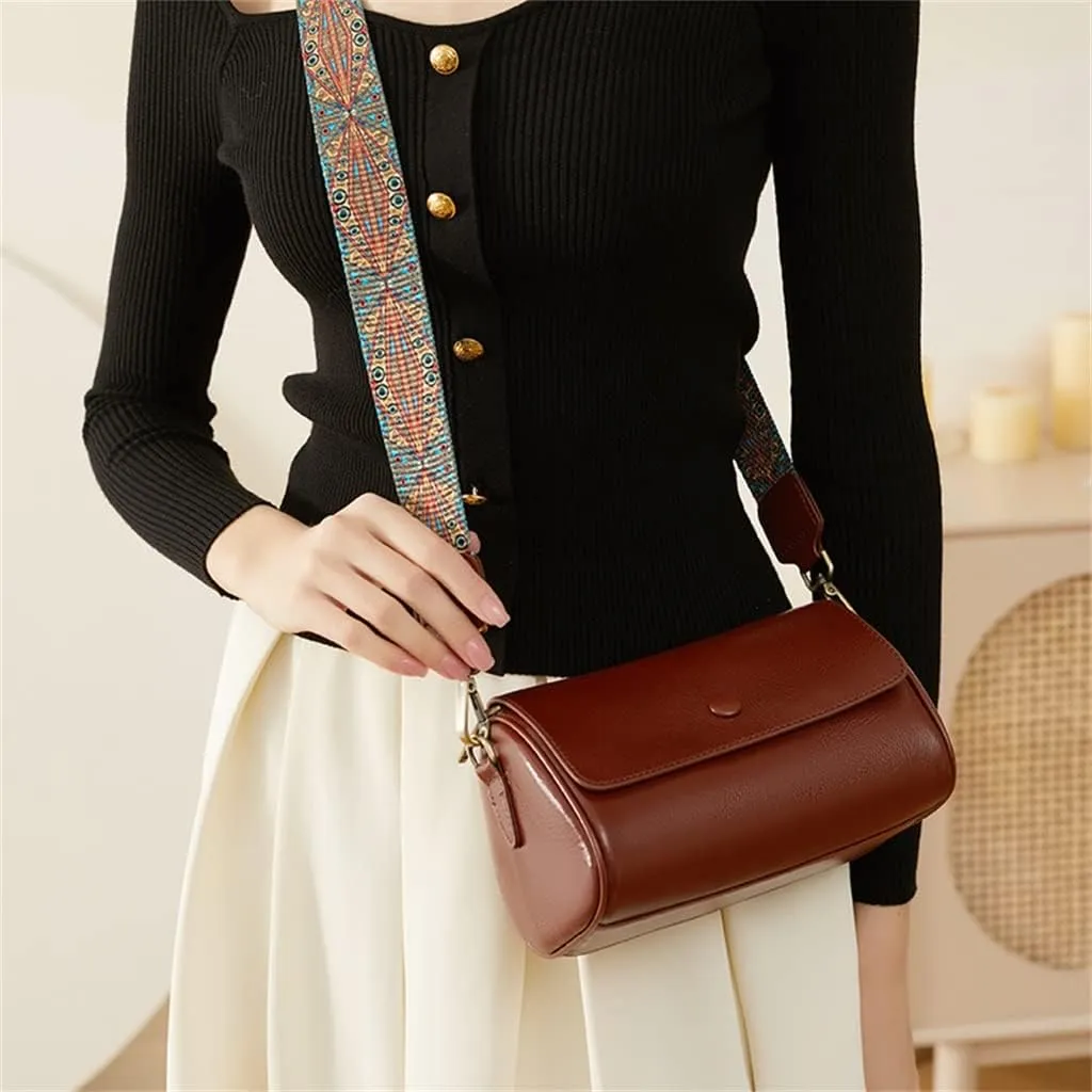 Leather Boston Pillow Bag Crossbody Bag Women's Bag All-match Woven Retro Commuting Single Shoulder