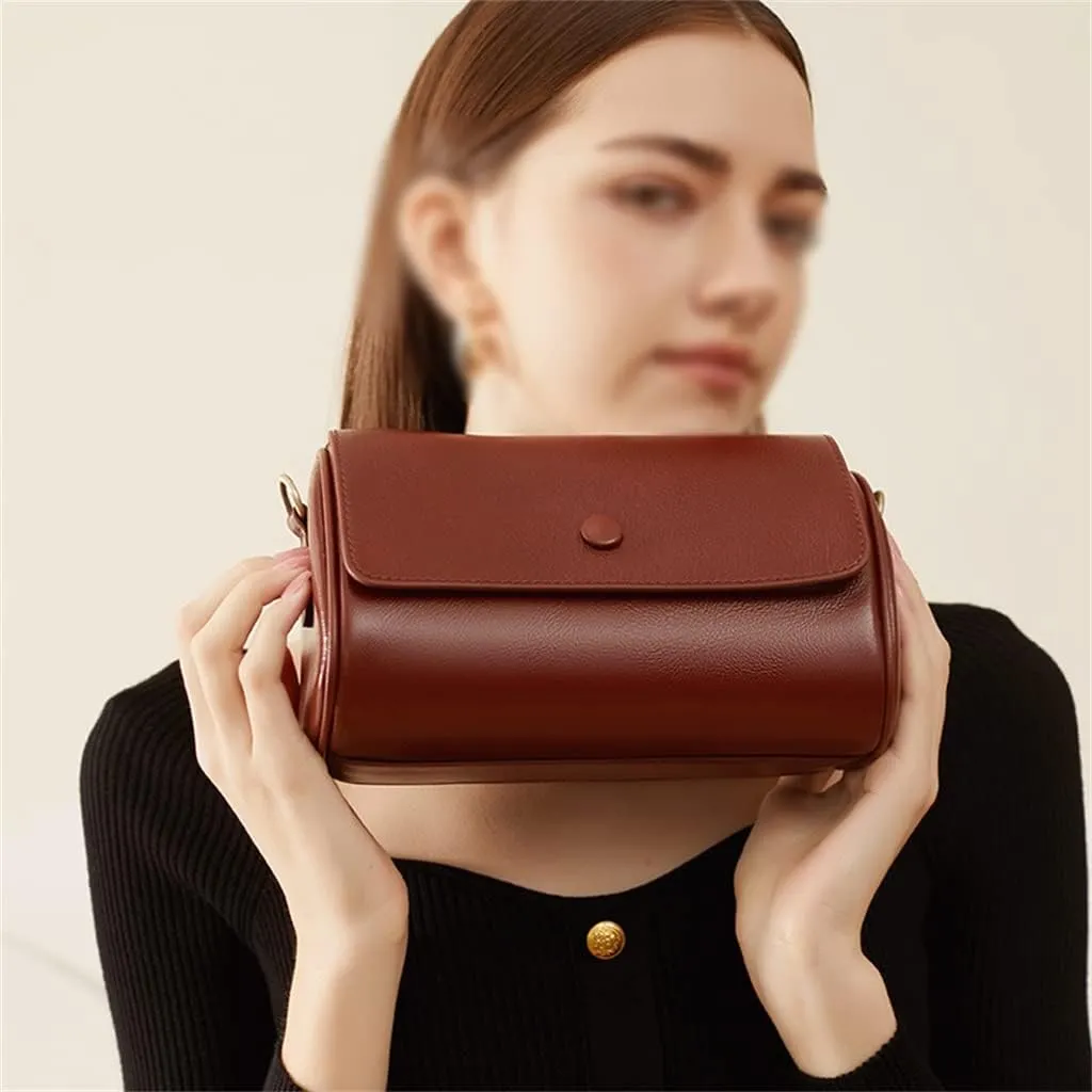 Leather Boston Pillow Bag Crossbody Bag Women's Bag All-match Woven Retro Commuting Single Shoulder