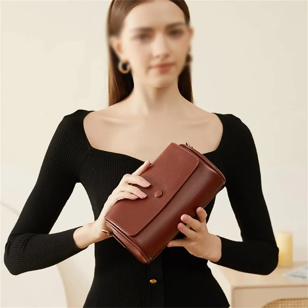Leather Boston Pillow Bag Crossbody Bag Women's Bag All-match Woven Retro Commuting Single Shoulder