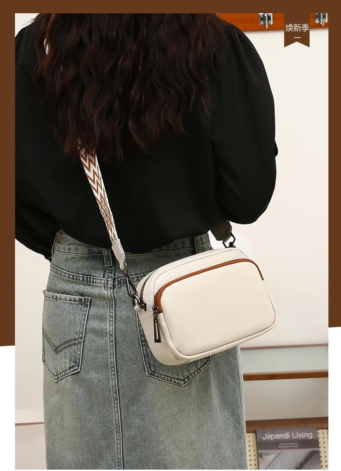 Leather Crossbody Pouch Contrast Women's Bag Simple Shoulder Crossbody Bag