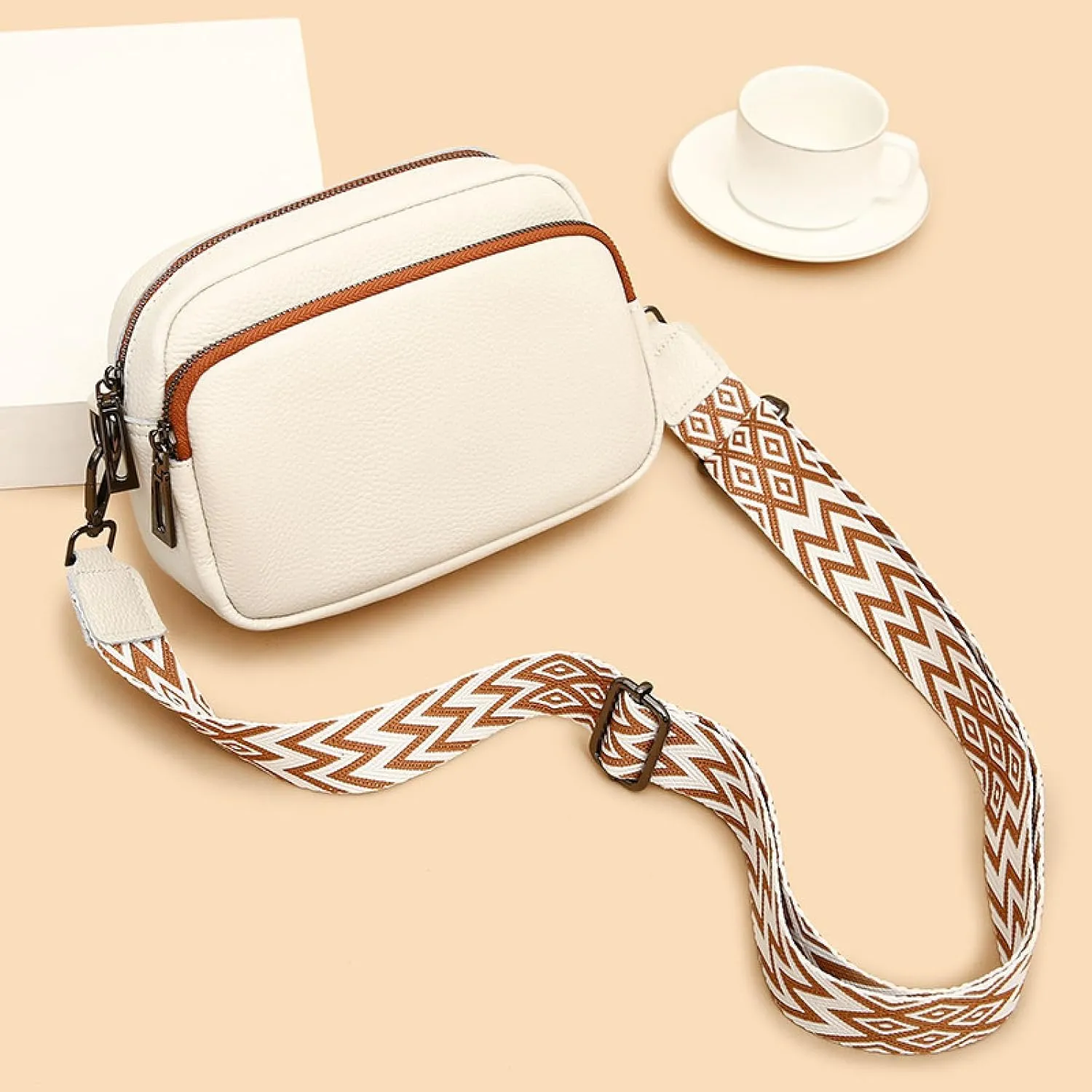 Leather Crossbody Pouch Contrast Women's Bag Simple Shoulder Crossbody Bag
