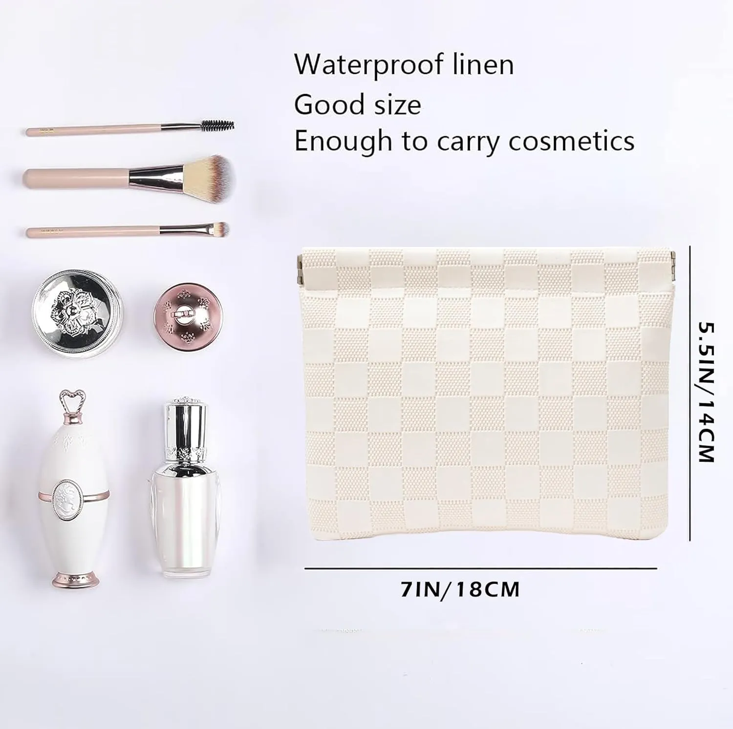Leather Pocket Cosmetic Bag for Purse,Coin Purse Lipstick Cosmetic Accessories Organizer, Travel Kit Storage Pouch,Waterproof Portable No Zipper Self-closing Small Makeup Pouch for Women
