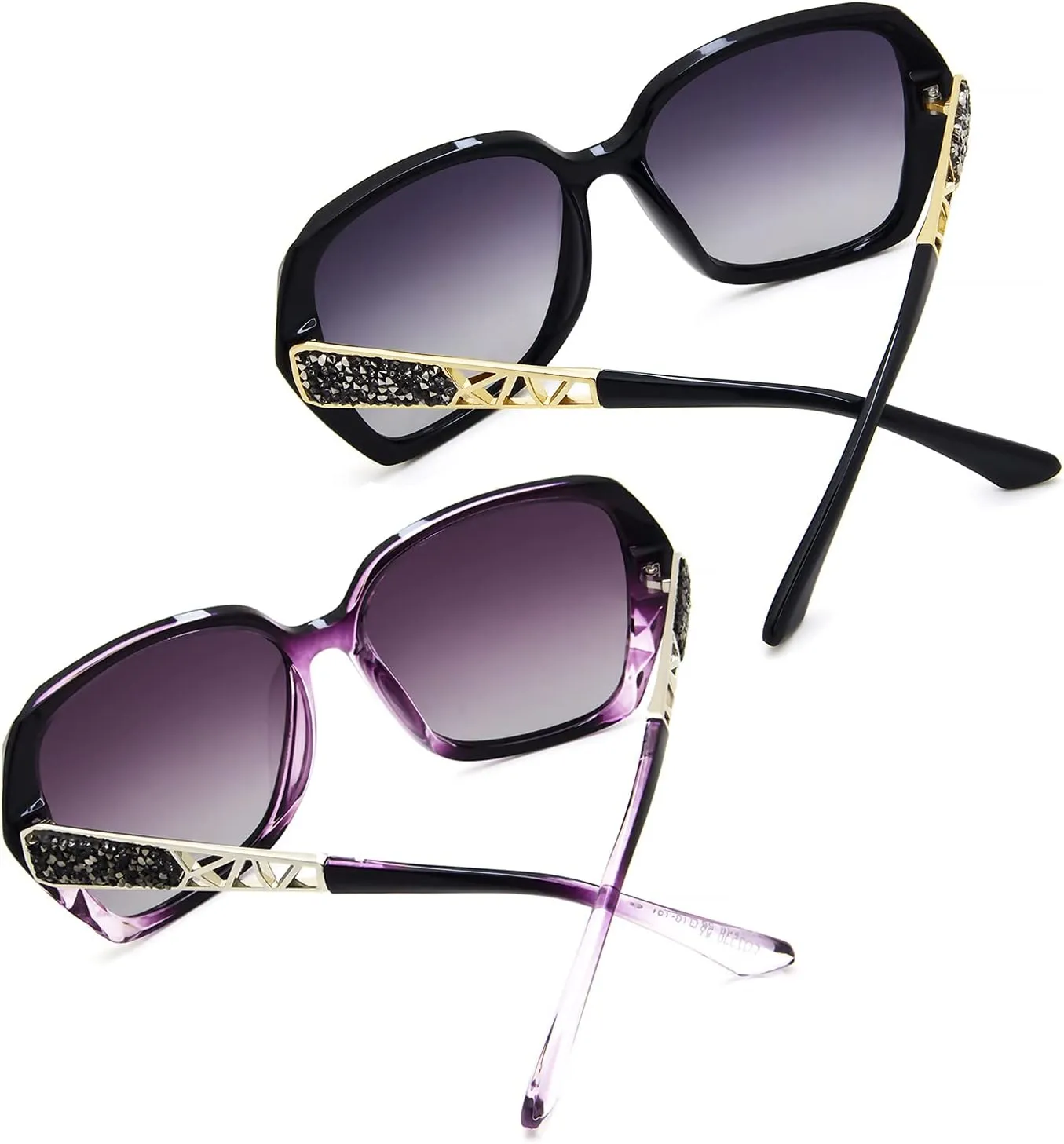 LECKIRUT Oversized Sunglasses for Women Polarized UV Protection Classic Fashion Ladies Shades Black Frame Gray Lens
