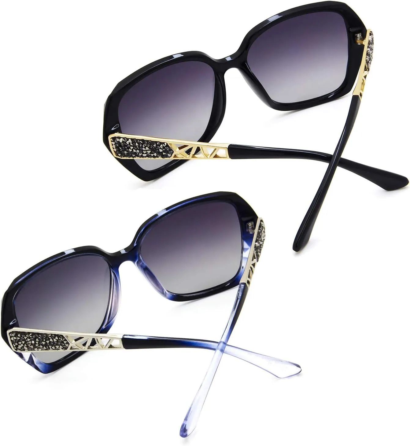 LECKIRUT Oversized Sunglasses for Women Polarized UV Protection Classic Fashion Ladies Shades Black Frame Gray Lens