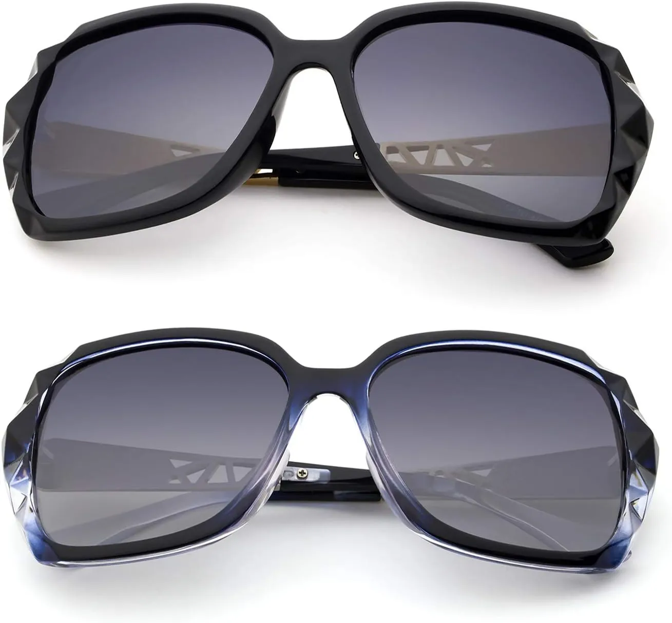 LECKIRUT Oversized Sunglasses for Women Polarized UV Protection Classic Fashion Ladies Shades Black Frame Gray Lens