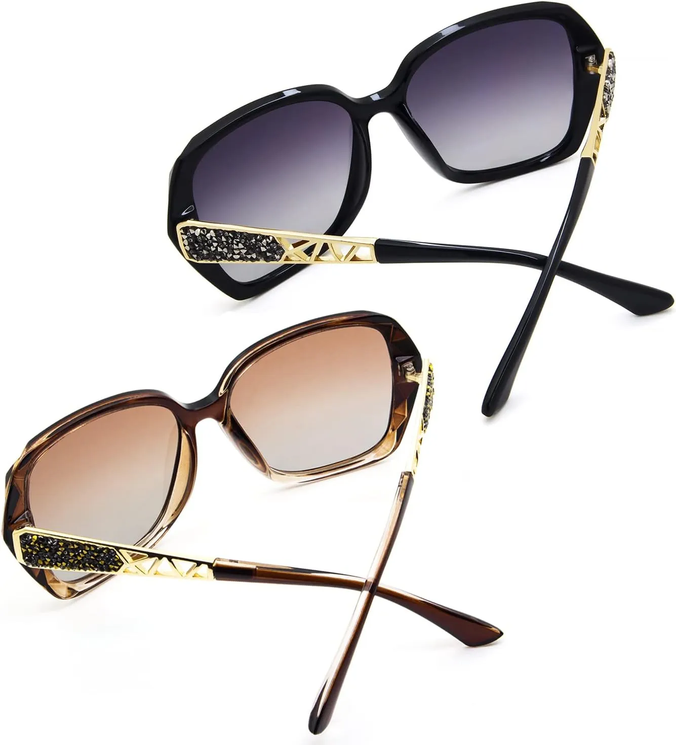 LECKIRUT Oversized Sunglasses for Women Polarized UV Protection Classic Fashion Ladies Shades Black Frame Gray Lens