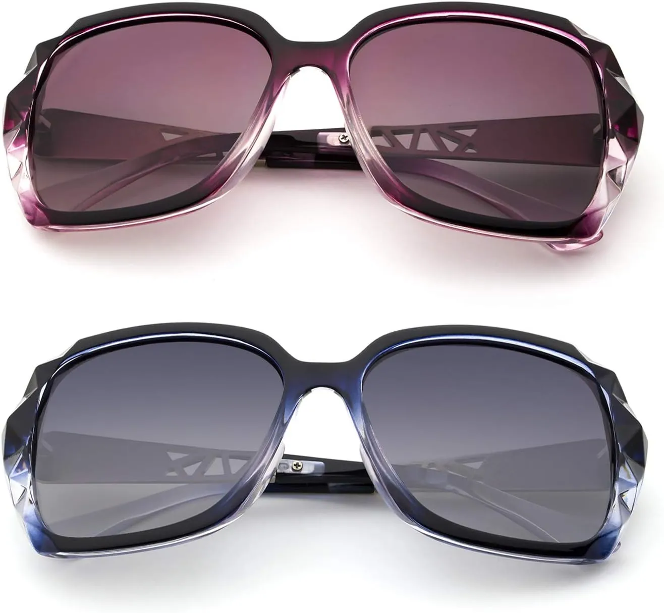 LECKIRUT Oversized Sunglasses for Women Polarized UV Protection Classic Fashion Ladies Shades Black Frame Gray Lens
