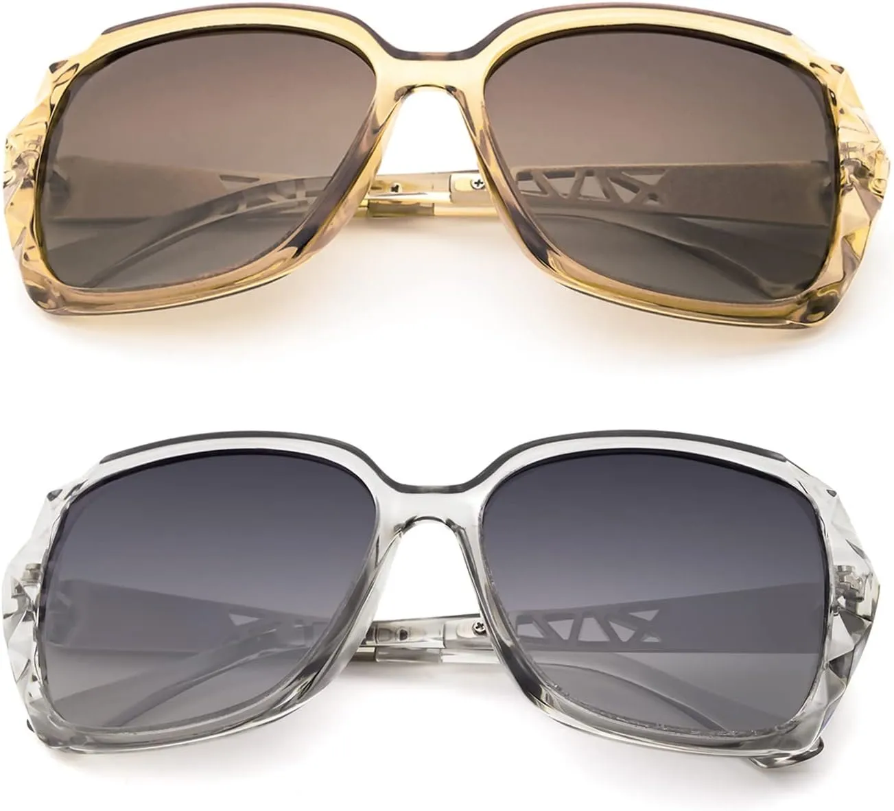 LECKIRUT Oversized Sunglasses for Women Polarized UV Protection Classic Fashion Ladies Shades Black Frame Gray Lens