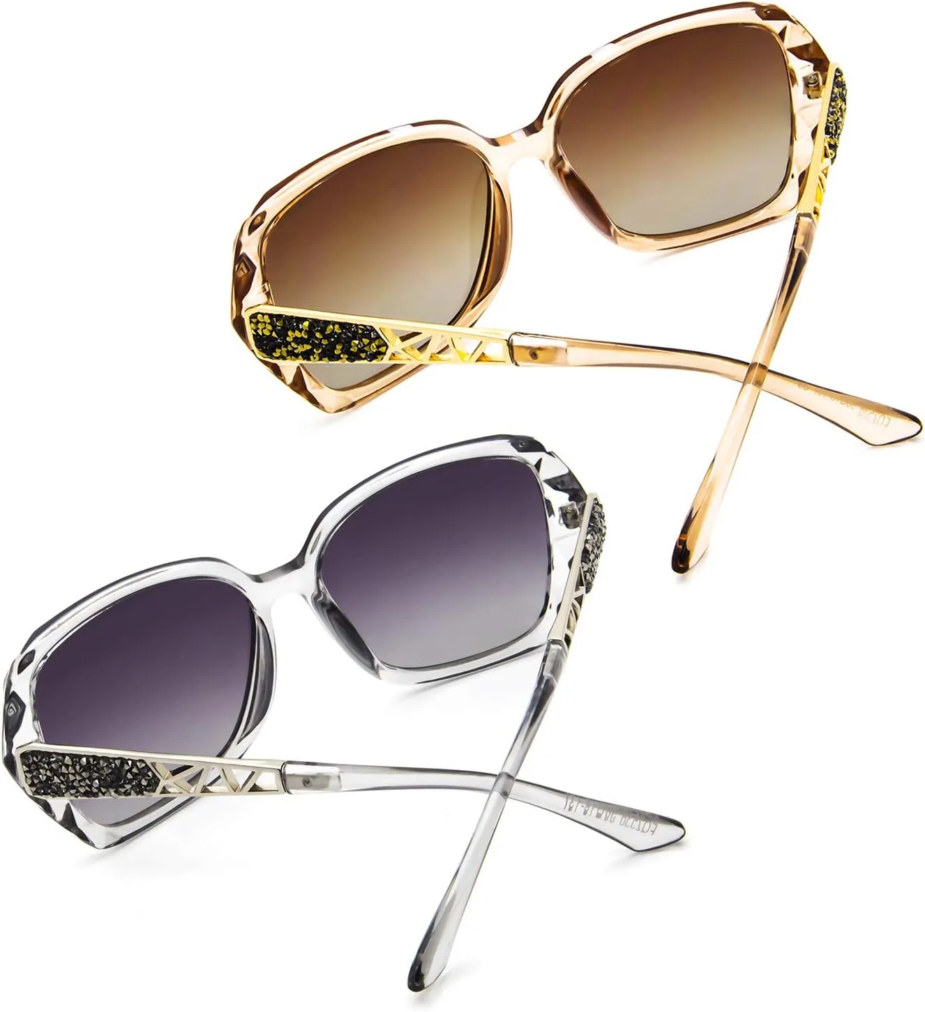 LECKIRUT Oversized Sunglasses for Women Polarized UV Protection Classic Fashion Ladies Shades Black Frame Gray Lens