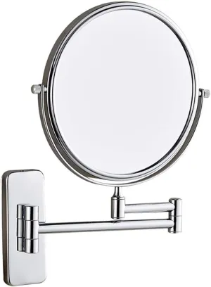 LED Mirror for Bathroom，8-Inch Double-Sided Makeup Vanity Mirror，360° Swivel Wall-Mounted Extendable Round Cosmetic Vanity MirrorsChrome 5X(Chrome,5X)