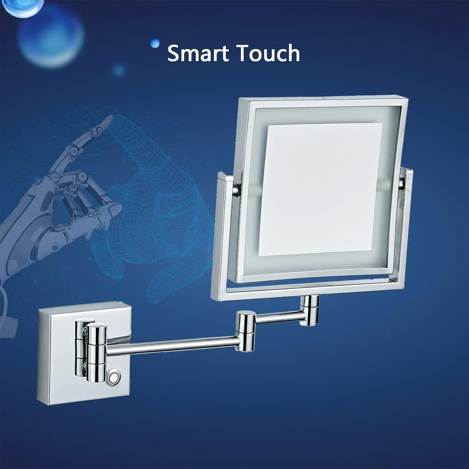 LED Wall Mounted Makeup Mirror, 360° Swivel Extendable Cosmetic Mirror, 3X Magnifying Double Sided LED Lighted Vanity Mirror(Bronze,Plug)