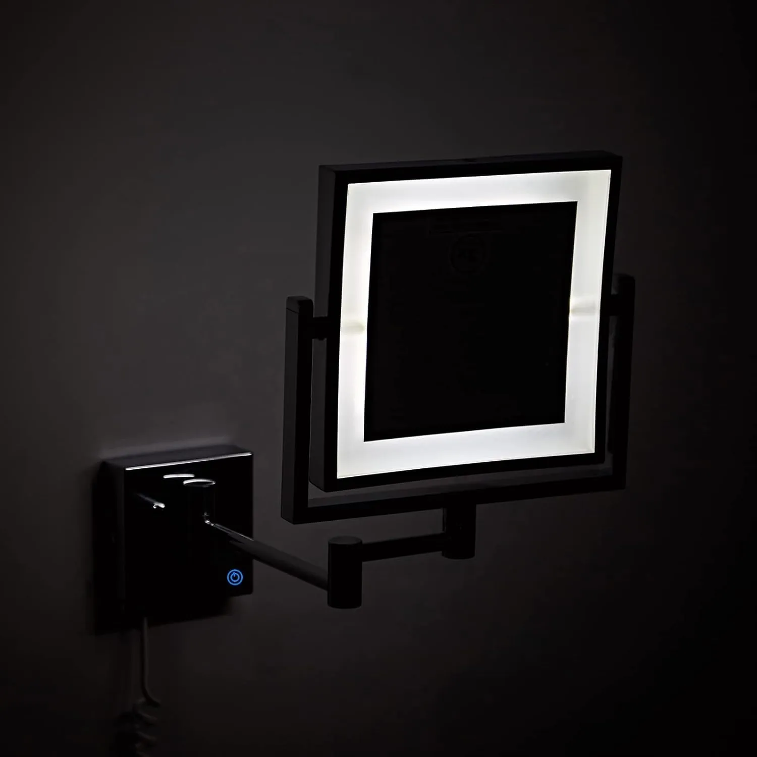 LED Wall Mounted Makeup Mirror, 360° Swivel Extendable Cosmetic Mirror, 3X Magnifying Double Sided LED Lighted Vanity Mirror(Bronze,Plug)