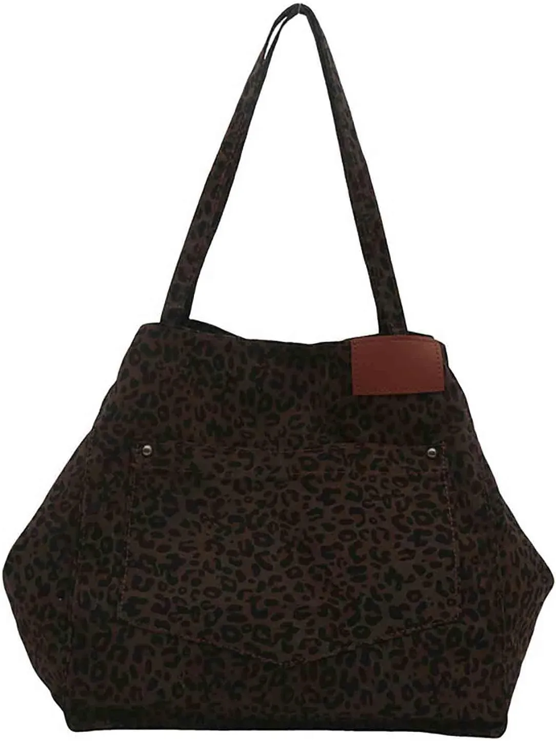 Leopard print canvas tote bag for women, casual large capacity tote bag, simple single shoulder crossbody bag