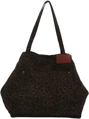 Leopard print canvas tote bag for women, casual large capacity tote bag, simple single shoulder crossbody bag