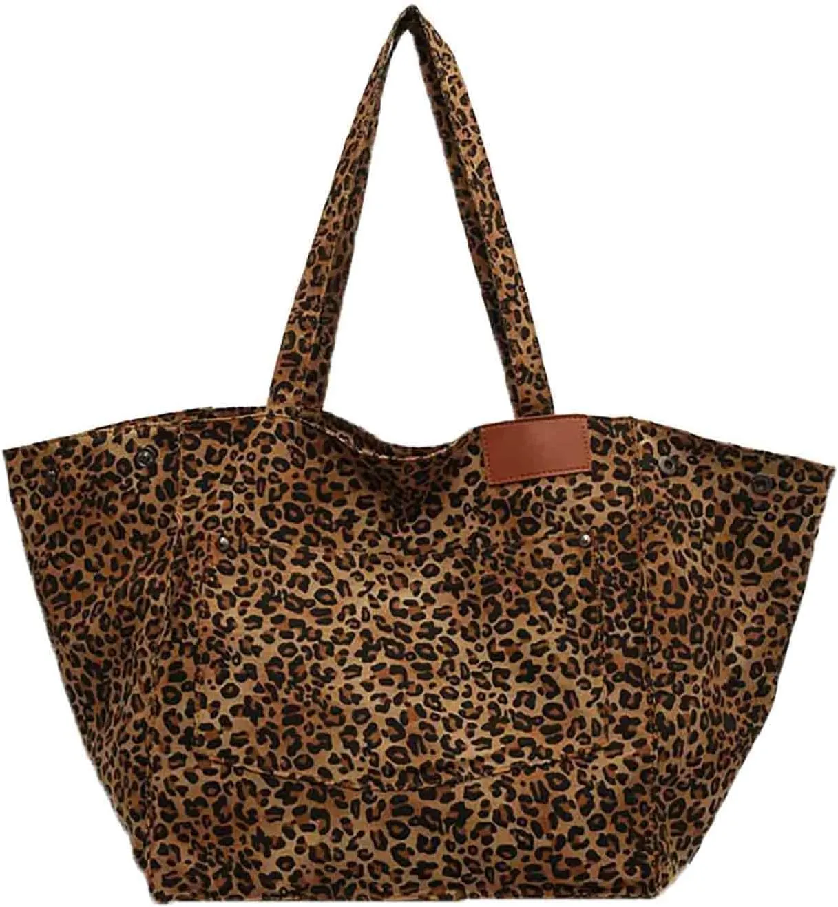 Leopard print canvas tote bag for women, casual large capacity tote bag, simple single shoulder crossbody bag