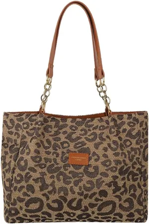 Leopard Tote Bag for Women,Leopard Purse Leopard print Canvas Bag Cheetah Hobo Shoulder Large Capacity Work Tote Bag