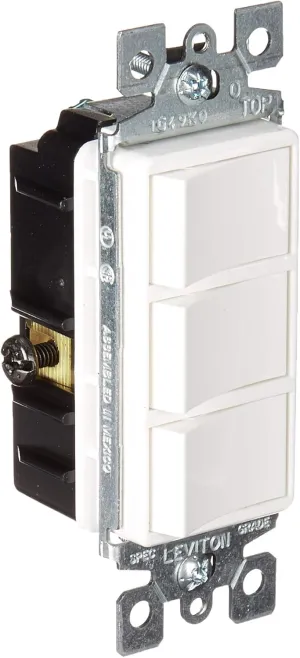 Leviton 1755-W 15 Amp, 120 Volt, Decora Single-Pole, AC Combination Switch, Commercial Grade, Non-Grounded, White, EA