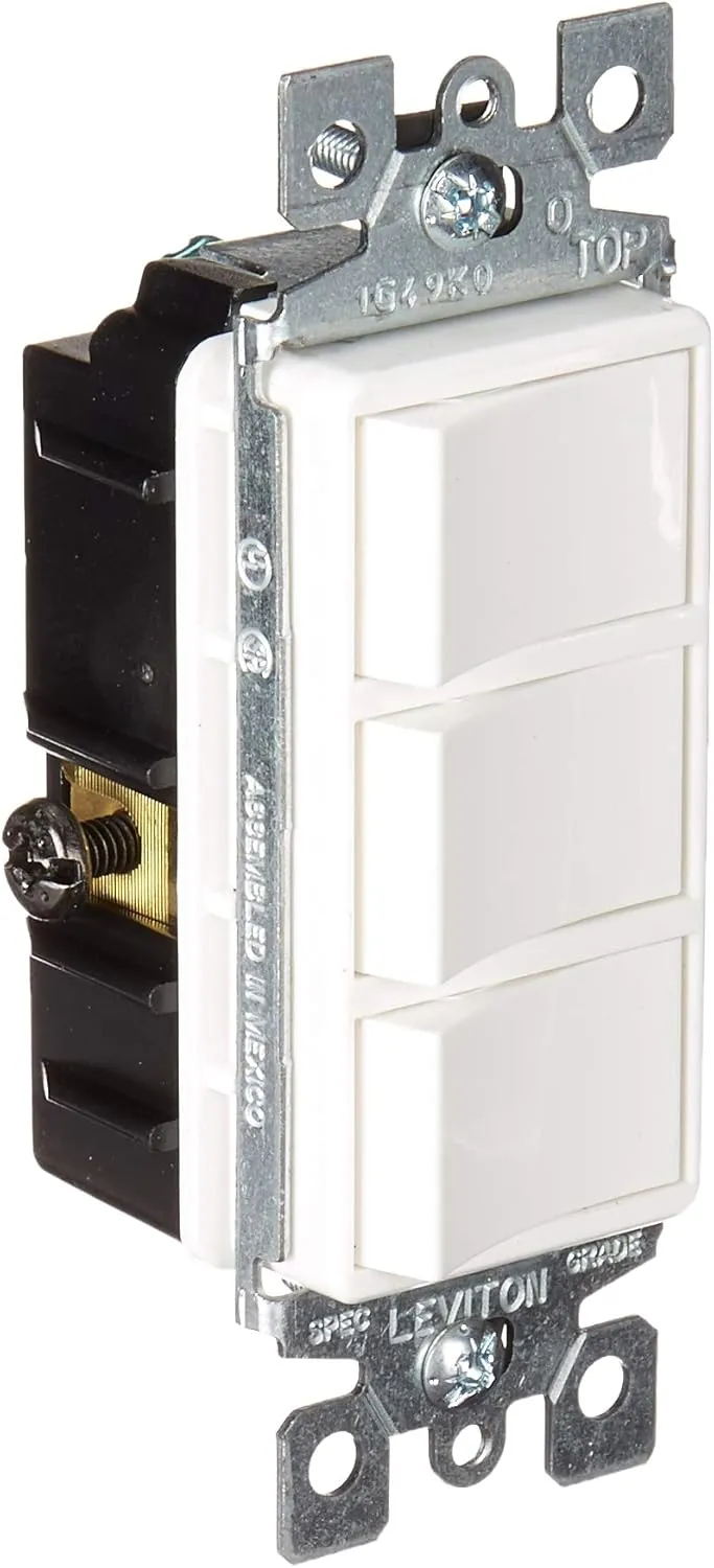 Leviton 1755-W 15 Amp, 120 Volt, Decora Single-Pole, AC Combination Switch, Commercial Grade, Non-Grounded, White, EA