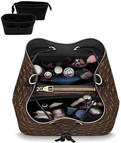 LEXSION Organizer,Bag Organizer,Insert purse organizer with 2 packs in one set fit NeoNoe Noé Series perfectly Black