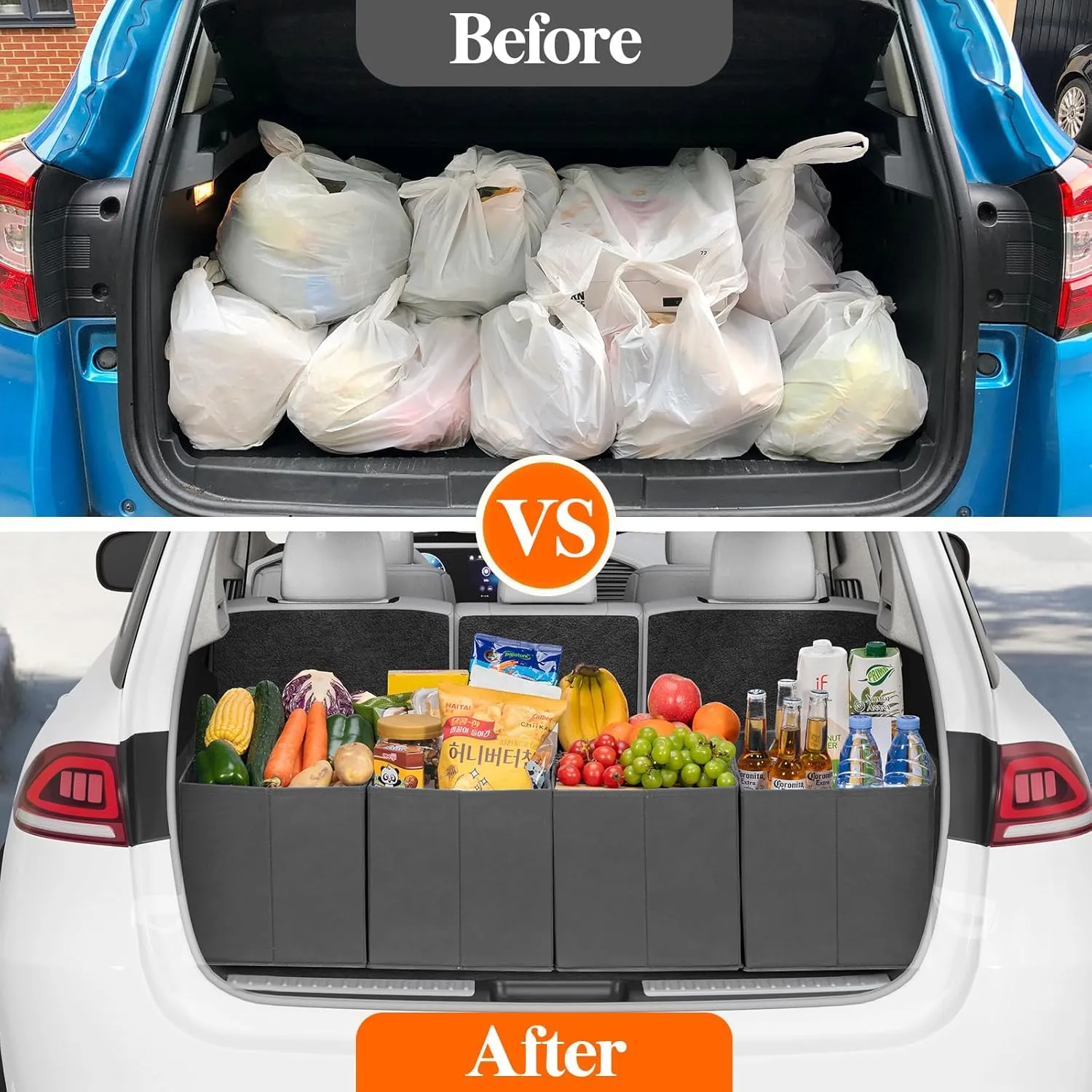 Lifewit Reusable Grocery Bags 3 Packs, Heavy Duty Foldable Shopping Bags with Reinforced Handles, Large Standing Tote Bags Stay Open, Waterproof Carry Box Bag for Kitchen, Car Trunk, Grey