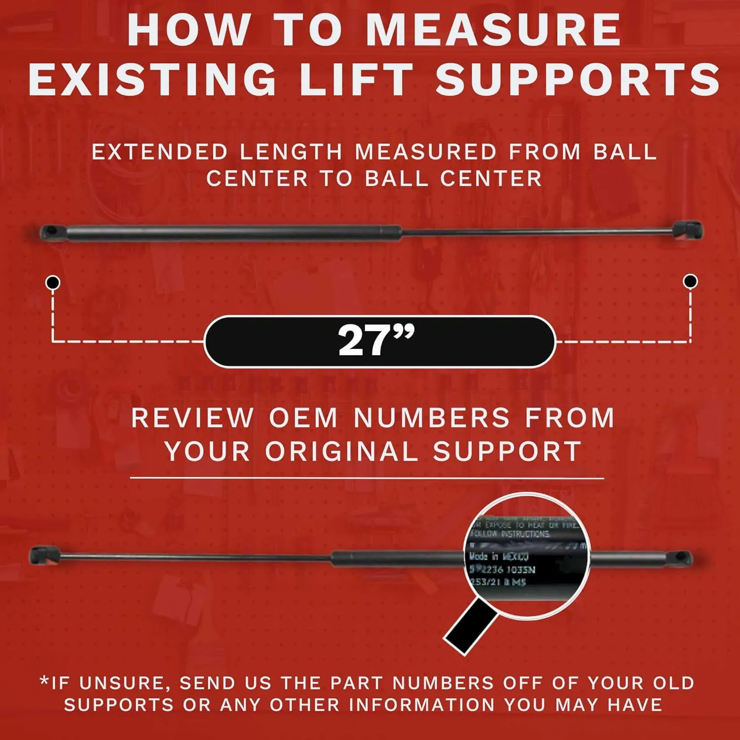 Lift Supports Depot Qty (2) Replacement Undercover EZ Release Lift Supports 27 Inch x 45lbs ST270ED1-45 Shocks Struts