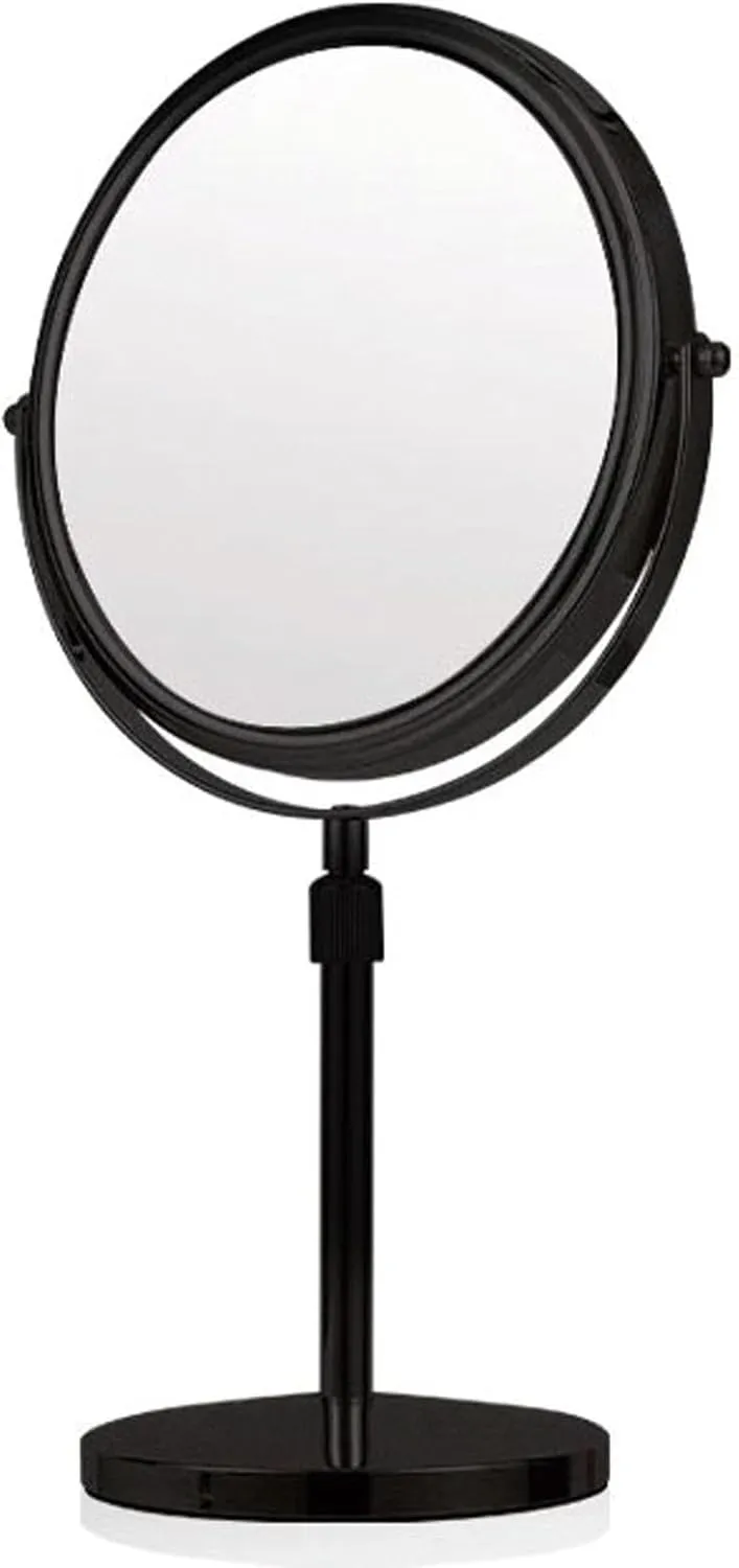 Liftable Tabletop Rotation Makeup Mirror, Flat 1X and 3X Magnification Cosmetic Mirror, Removable Standing HD Shaving Mirror, Beauty Vanity Mirror for Countertop,Black,8 Inch