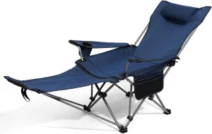 Lightweight Folding Beach Chair, Camping Chair of Removable and Washable, Outdoor Portable Chair for Adults Camping Beach Picnic Barbeques Sporting Event (Color : Blue Solid)