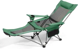 Lightweight Folding Beach Chair, Camping Chair of Removable and Washable, Outdoor Portable Chair for Adults Camping Beach Picnic Barbeques Sporting Event (Color : Green mesh)