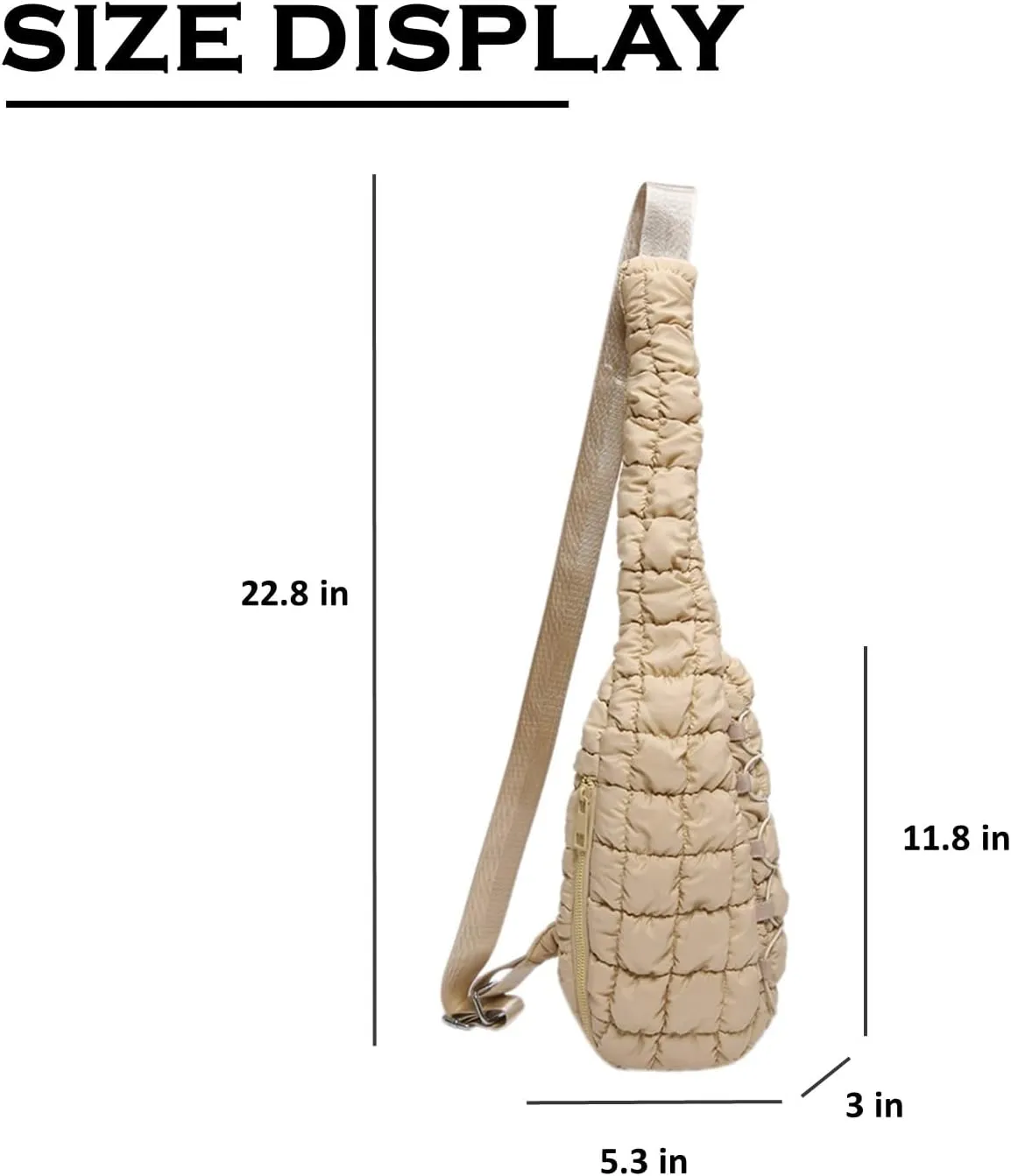 Lightweight Quilted Crossbody Bag for Women, Nylon Sling Bag, Puffy Fanny Pack for Running, Traveling, Hiking, Sports (khaki)