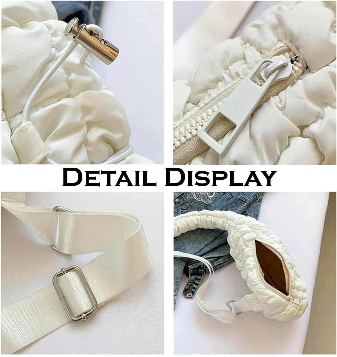 Lightweight Quilted Crossbody Bag for Women, Nylon Sling Bag, Puffy Fanny Pack for Running, Traveling, Hiking, Sports (khaki)