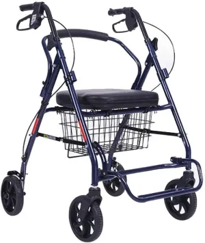 Lightweight Rollator Walker for Seniors, Folding Mobility Walker with Adjustable Armrest Height, Seat Storage Bags