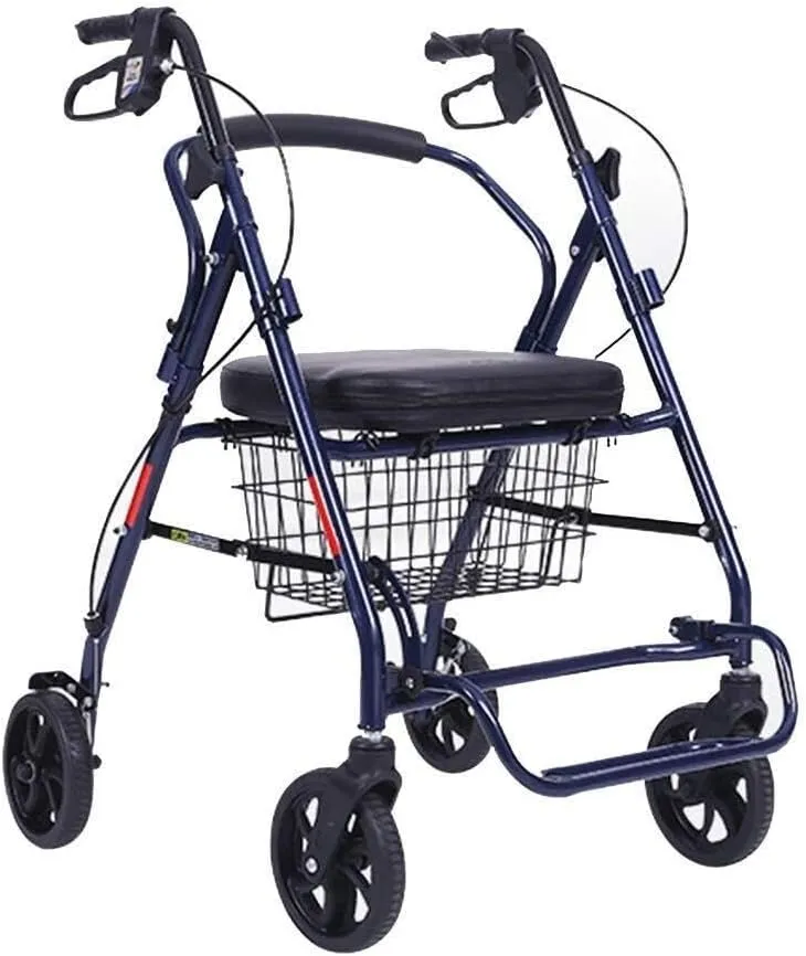 Lightweight Rollator Walker for Seniors, Folding Mobility Walker with Adjustable Armrest Height, Seat Storage Bags