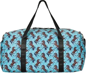 Lila Galloping Bay Horses Duffle Bag Turquoise