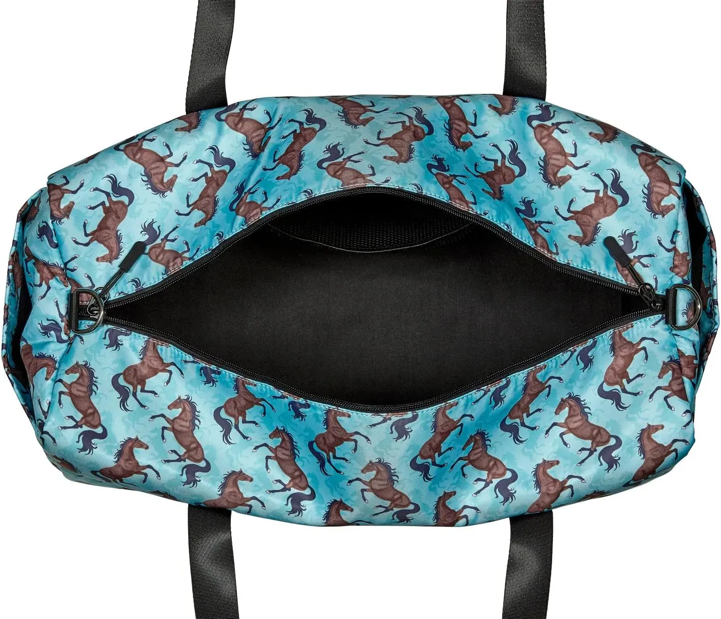 Lila Galloping Bay Horses Duffle Bag Turquoise