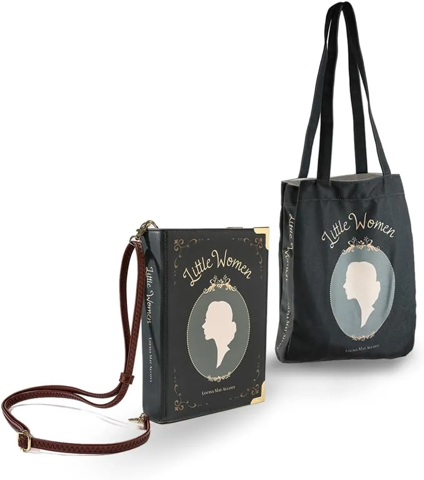 Literary Themed Bag Collection-Little Women|Black Set|Stylish&Unique Tote&Bookcover Shoulder Bags |Canvas&Pu Leather|Eco-Friendly|Daily Use&Perfect for Literature Enthusiasts|Eco-Friendly