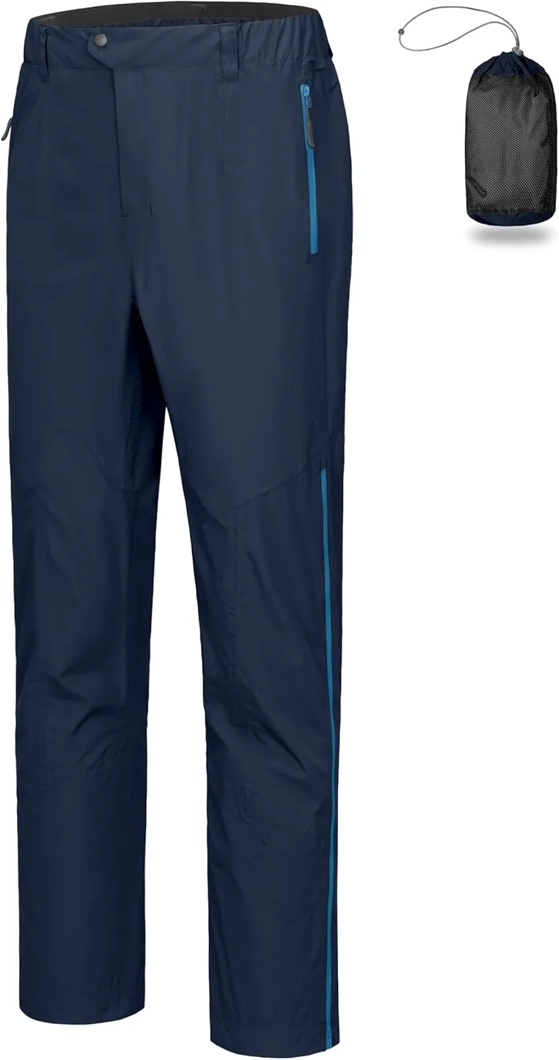 Little Donkey Andy Men's Rain Pants Waterproof Lightweight Overpants Windproof Outdoor Pants for Hiking, Golf, Fishing