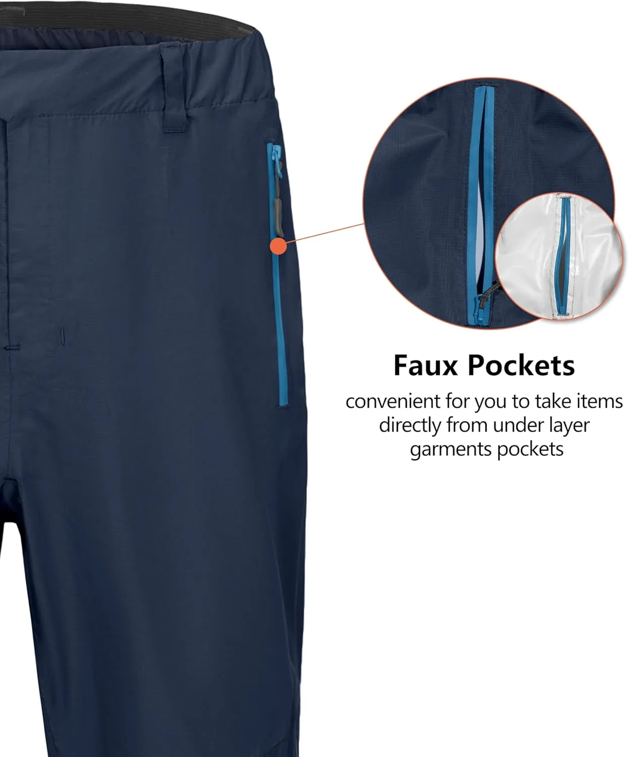 Little Donkey Andy Men's Rain Pants Waterproof Lightweight Overpants Windproof Outdoor Pants for Hiking, Golf, Fishing