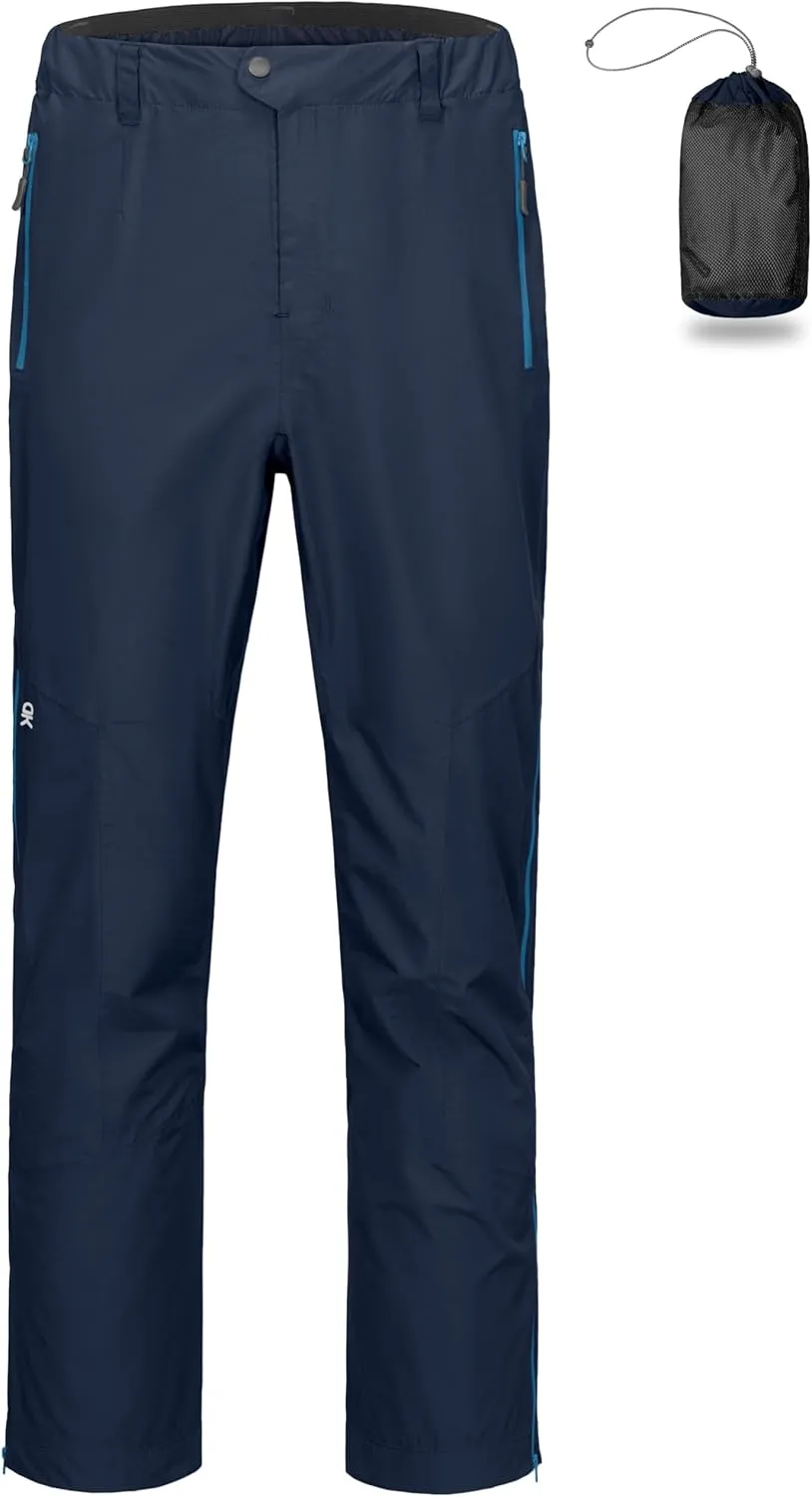 Little Donkey Andy Men's Rain Pants Waterproof Lightweight Overpants Windproof Outdoor Pants for Hiking, Golf, Fishing