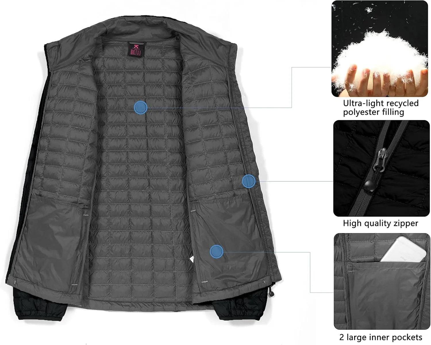 Little Donkey Andy Women's Puffer Jacket, Lightweight Warm Hiking Jacket with Post-Consumer Synthetic Insulation