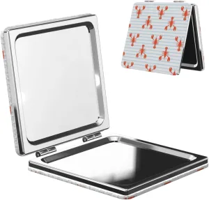 Lobster Stripe Small Makeup Mirror Portable Travel Cosmetic Mirror Folding Small Pocket Mirror