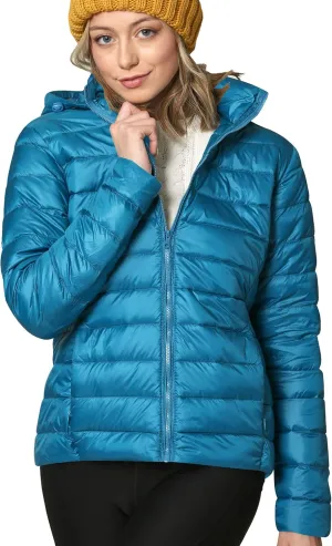 Lock and Love Women's Ultra Light Weight Packable Down Jacket with Removable Hoodie