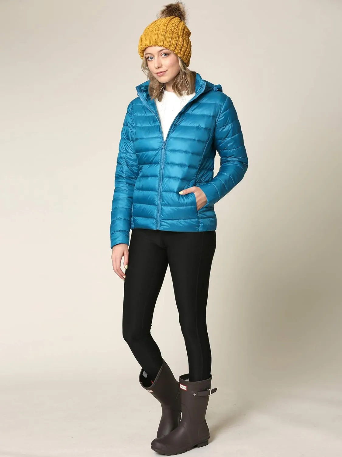 Lock and Love Women's Ultra Light Weight Packable Down Jacket with Removable Hoodie
