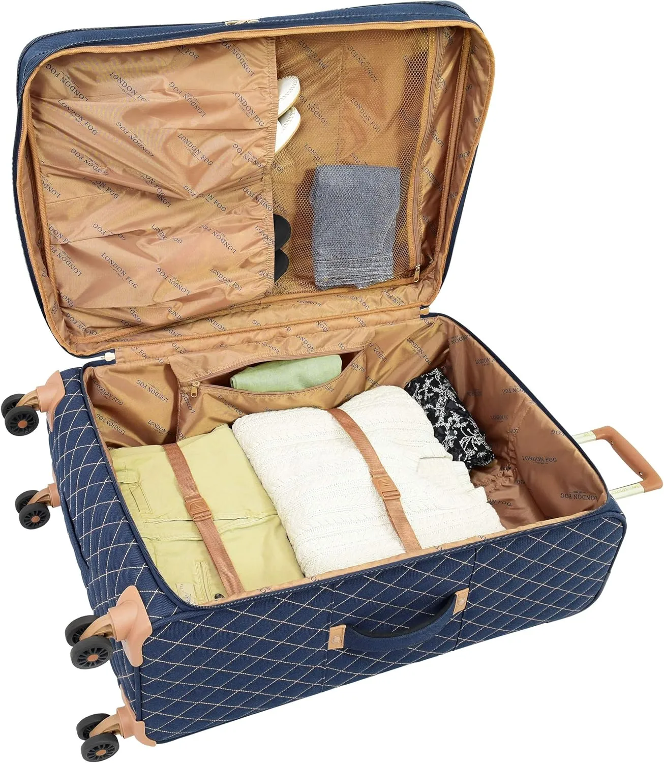 LONDON FOG Queensbury With Lightweight, Expandable, Telescoping Handles, Navy, 4 Piece