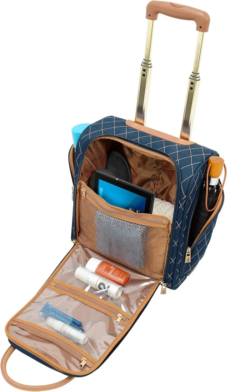 LONDON FOG Queensbury With Lightweight, Expandable, Telescoping Handles, Navy, 4 Piece